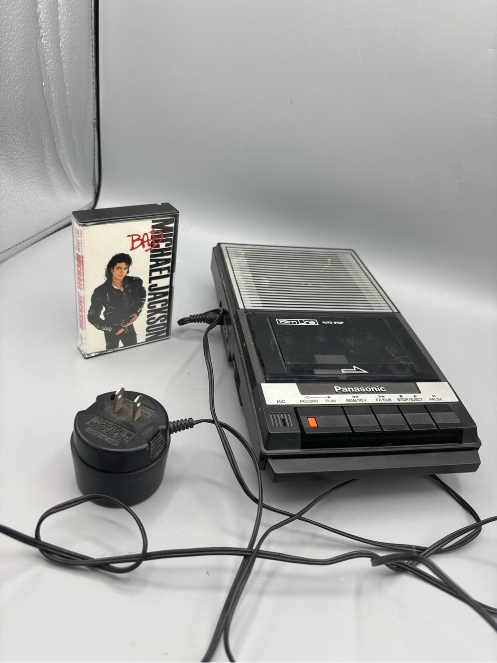 Panasonic Black Portable Cassette Recorder and Michael Jackson Bad